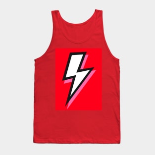 White, Black and Pink Lightning with Red Background Tank Top